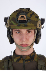 Face Head Man White Army Uniform Helmet Slim Street photo references